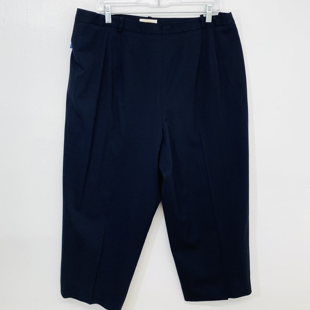 Vtg Talbots Navy Blue Pants Crop 18 Wool Blend Lined Side Zip Career Made USA